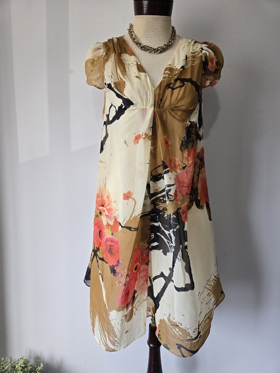 Diane Von Furstenberg Dresses & Skirts - Diane von Furstenberg Silk Botanical Abstract Cream,brown, Pink Midi Dress. 4